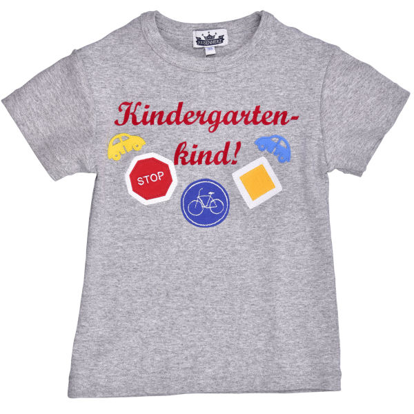 T-Shirt Kindergartenkind mit Verkehrszeichen grau