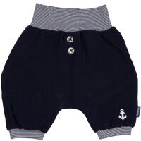 Babyshorts aus Musselin mit Anker-Stickerei, marine