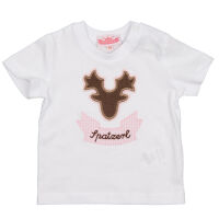 T-Shirt Chenillehirsch und Stickerei Spatzerl, weiß 86