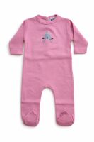 Baby Strampler Rosa mit Füßen und Segelboot