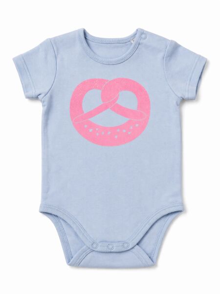 Kurzarm Body mit "Glitzerbrezel",  rauchblau