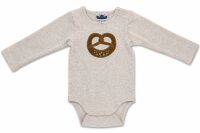 Langarm Body mit Chenille Patch "Brezel" natur