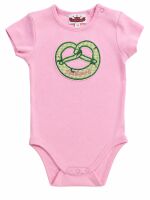 Kurzarm Body "Brezel mit Spatzerl-Stickerei" rosa