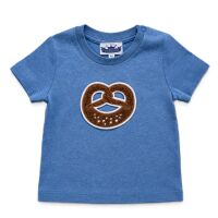 T-Shirt "Brezel" Chenille Patch, blau melliert