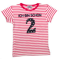 T-Shirt "Ich bin schon..." Ringel pink/weiß