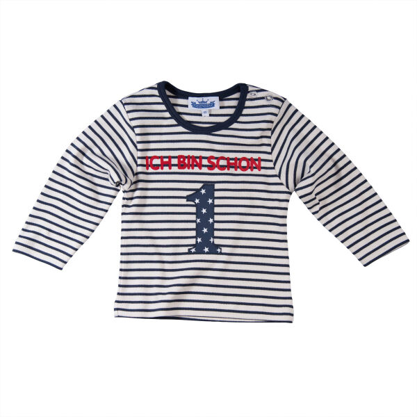 Longsleeve "Ich bin schon..." Ringel blau