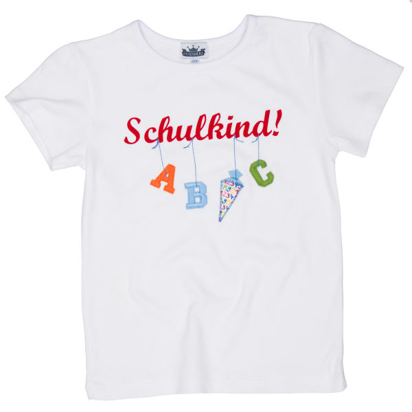 T-Shirt "Schulkind!" A,B,C weiß