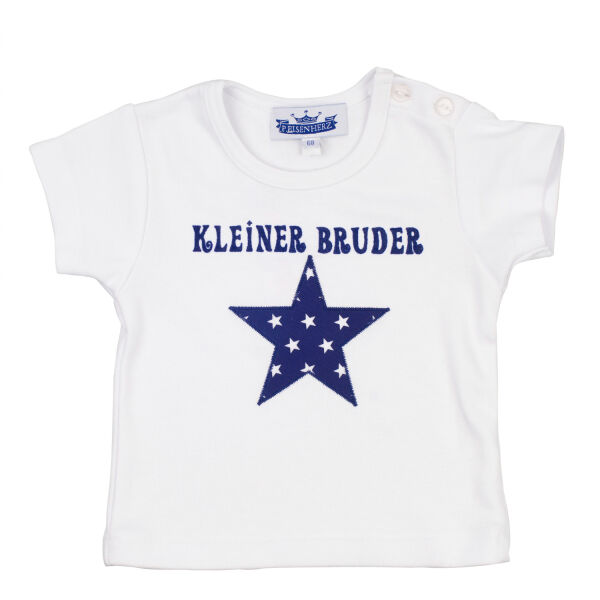 T-Shirt Motto " Kleiner Bruder" mit Stern, weiß 80