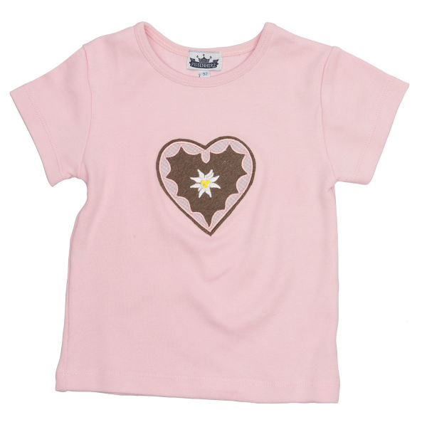 T-Shirt Motiv "Lebkuchenherz" mit Edelweiß, rosa