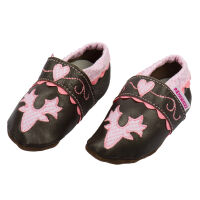Krabbelschuhe Motiv " Geweih" braun/rosa