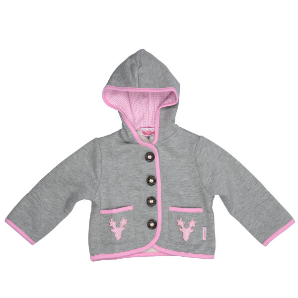 Kapuzenjacke mit Geweih, rosa Applikation