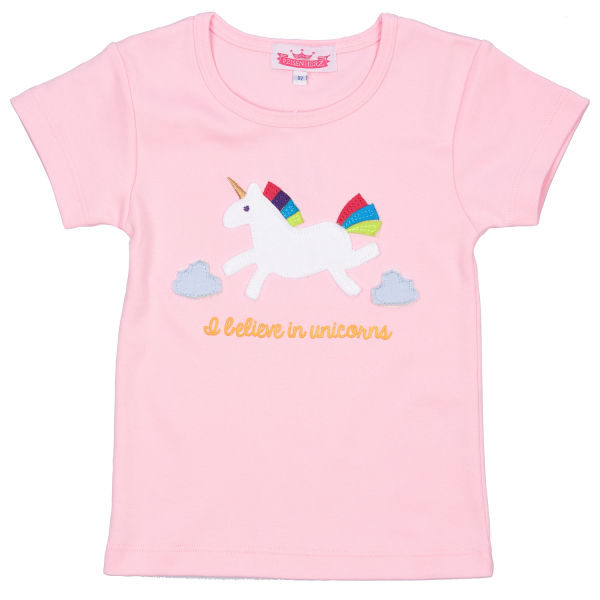 T-Shirt "I believe in unicorns" rosa