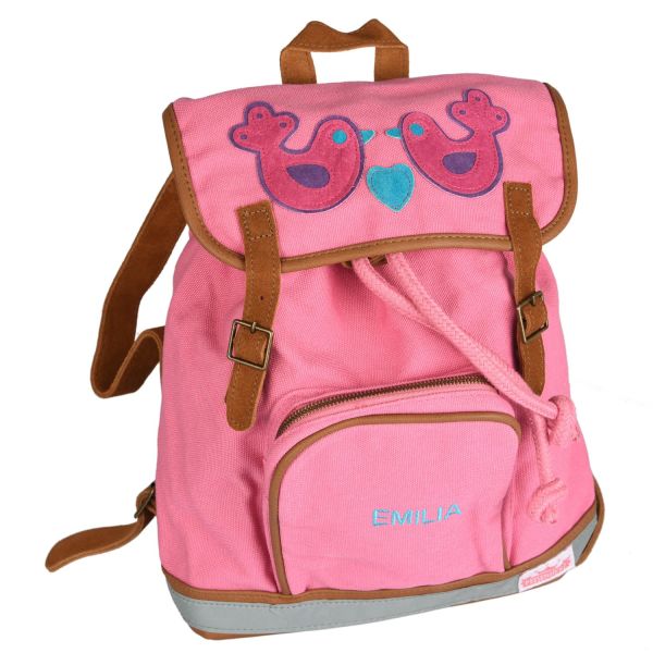 Mini-Backpack "Birds" rosa/personalisiert