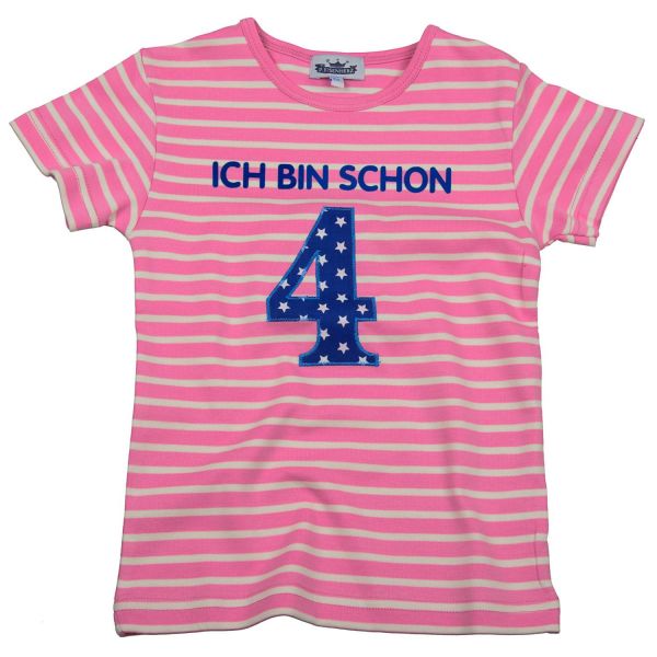 T-Shirt "Ich bin schon 4" rosa/weiß mit hellblau Gr.104