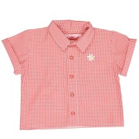 Trachtenhemd aus rotem Vichykaro 104