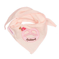 Musselintuch Motiv"Brezel"/Tirolerhut, rosa