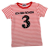 T-Shirt "Ich bin schon 3" Ringel pink/weiß Gr.104