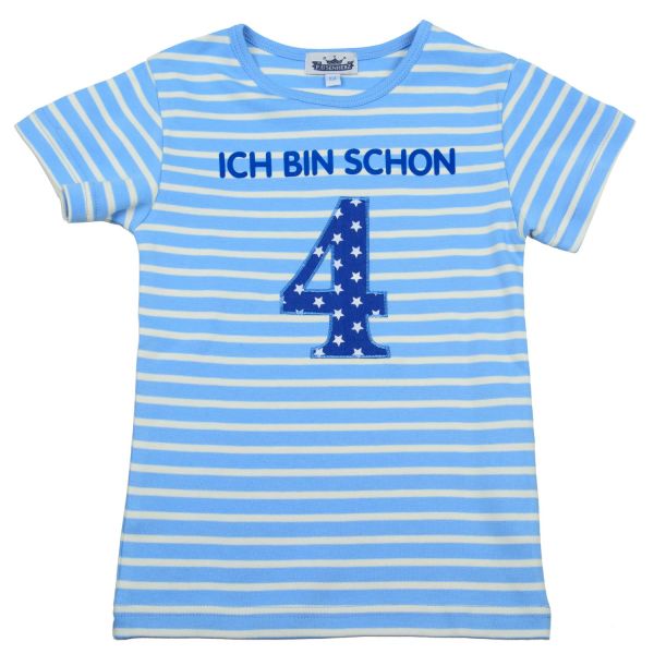 T-Shirt "Ich bin schon 5" hellblau/weiß mit hellblau 5-116