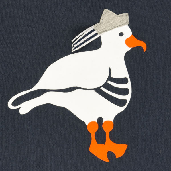 T-Shirt mit Flockprint Möwe, marine