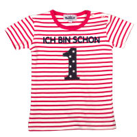 T-Shirt "Ich bin schon 4" Ringel pink/weiß Gr.116