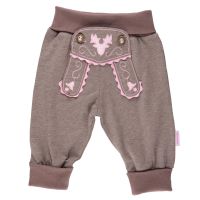 Baby Jogginghose im Lederhosen-Look mit rosa Stickerei inkl. Geschenkverpackung