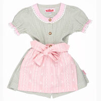 Dirndl mit Schürze, grün/rosa