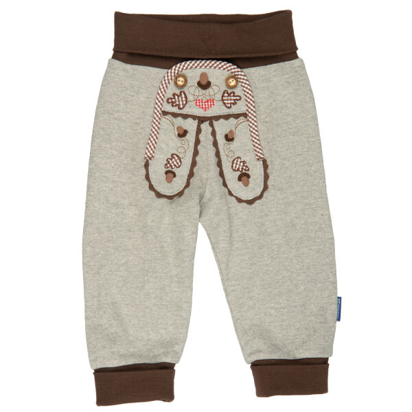 Babyhose mit Eichblattstickerei, grau
