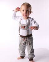 Babyhose mit Eichblattstickerei, grau