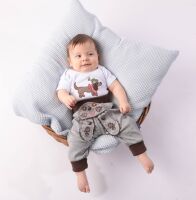 Babyhose mit Eichblattstickerei, grau