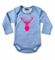 Langarm Body "Neon Hirsch" Hahnentritt/neonpink